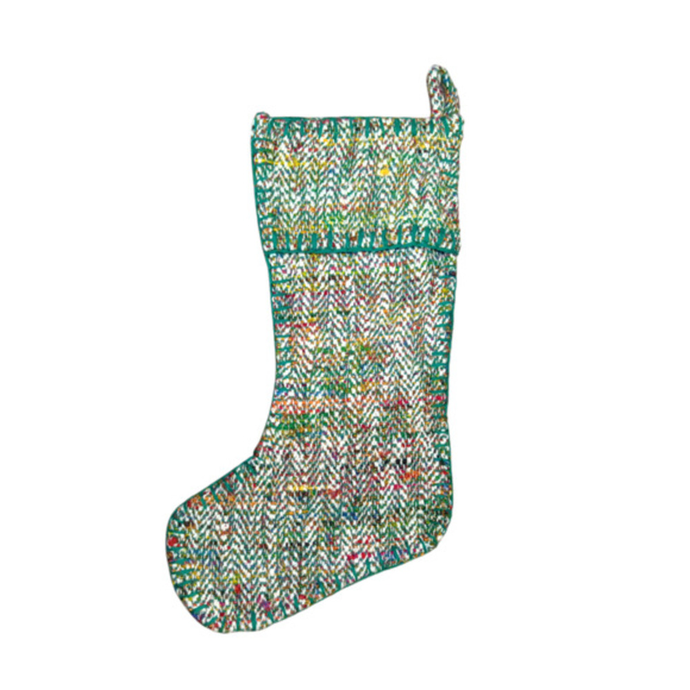 World Market heavyweight woven green Christmas Stocking‎